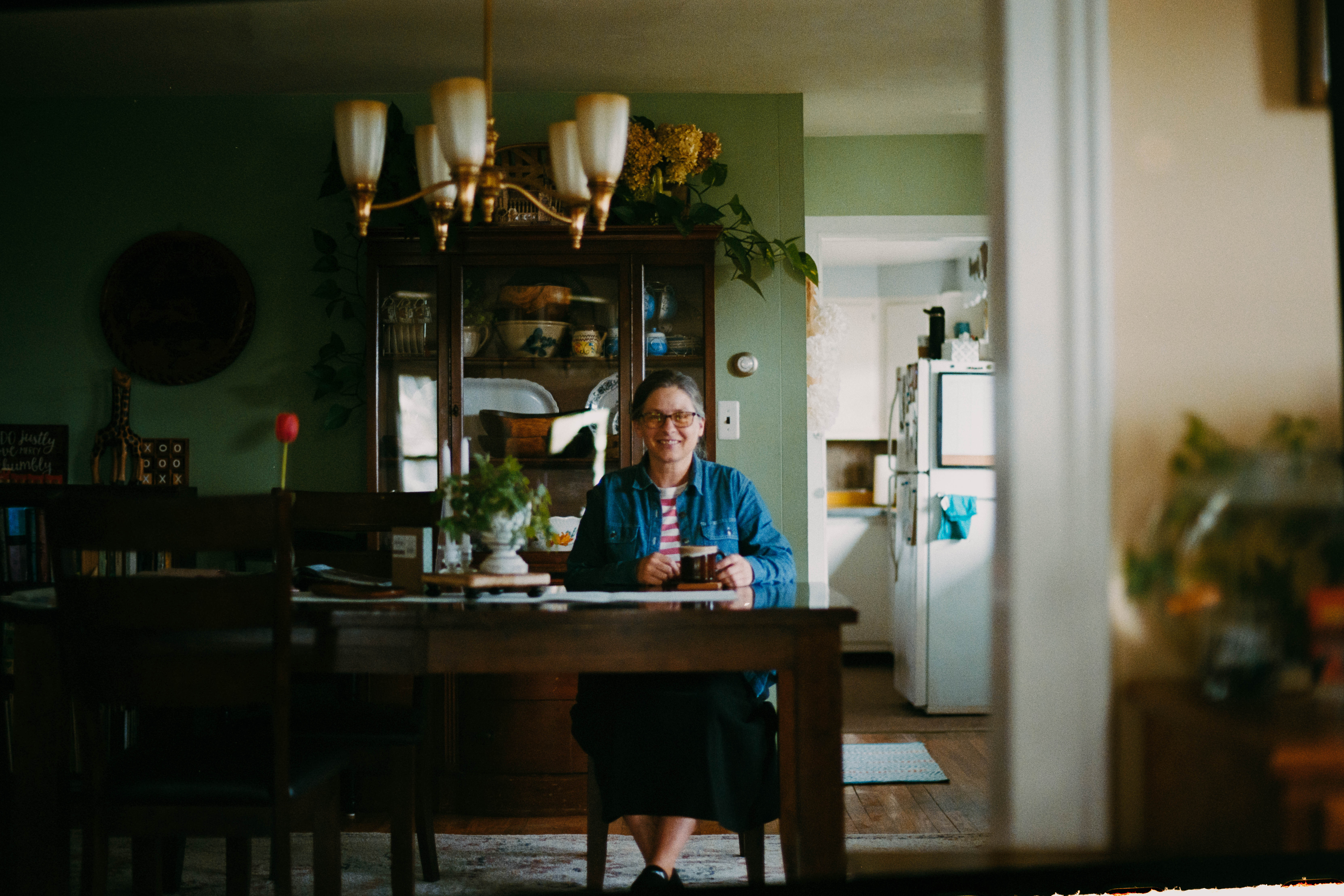 Jo sitting at a desk